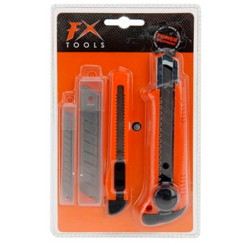 NÓŻ ROBOCZY MAGAZYNOWY FX ZESTAW 2 SZTUK ZAPASOWE OSTRZA POMARAŃCZOWY