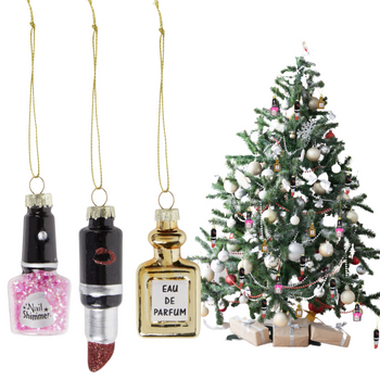 SZKLANE ZAWIESZKI ŚWIĄTECZNE 3SZT. SZMINKA LAKIER PERFUMY