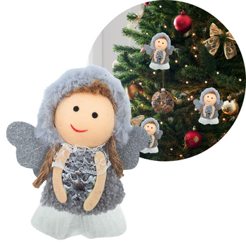 ZAWIESZKA CHOINKOWA Z SZARYM ANIOŁKIEM 12 CM