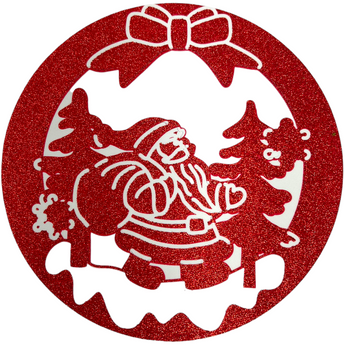 NAKLEJKA NA OKNO ŚWIĄTECZNA PIANKOWA BROKATOWA BOMBKA Z MIKOŁAJEM