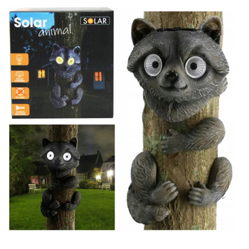 FIGURKA SOLARNA WISZĄCA ZWIERZĄTKO WILK ŚWIECĄCE OCZY  2 LED