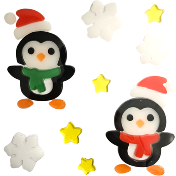 NAKLEJKI ŻELOWE NA OKNO ŚWIĄTECZNE PINGWINY