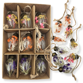 ZAWIESZKI SZKLANE JAJKA WIELKANOCNE 9 SZT - KOLOROWE