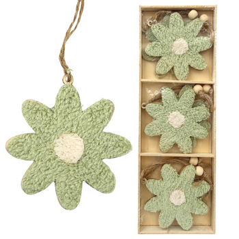 ZAWIESZKI PLUSZOWE KWIATKI ZIELONE 6 SZT.