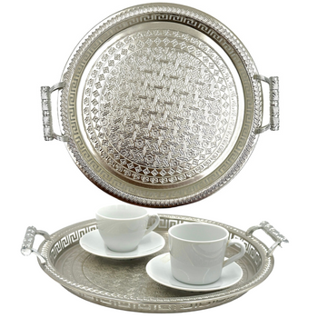 TACA METALOWA 4 2X ŚR 39 X 6CM SREBRNA