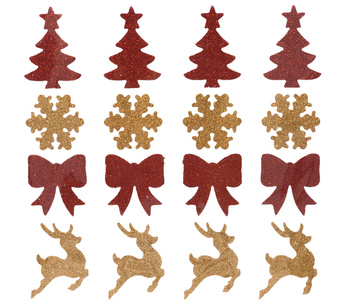 OZDOBY ŚWIĄTECZNE NA OKNO ZŁOTO-CZERWONE BŁYSZCZĄCE XST510-22