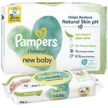 CHUSTECZKI PAMPERS BEBE 3X46=138LINGETTES HARMONIE NEW BABY
