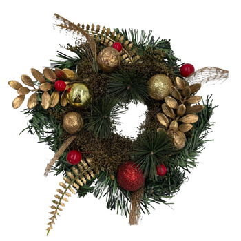 MAŁY WIENIEC ŚWIĄTECZNY ZŁOTO-CZERWONY