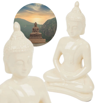 FIGURKA CERAMICZNA BUDDA 30CM BEŻOWA