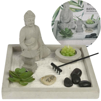 DEKORACJA BUDDA W OGRODZIE ZEN GARDEN SET20X20X13,5CM