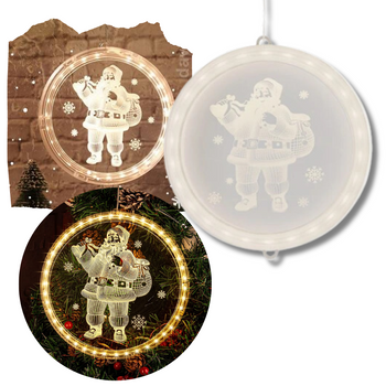 DEKORACJA ŚWIETLNA AKRYLOWA MIKOŁAJ BIAŁY CIEPŁY WITRAŻ