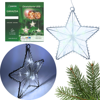 GWIAZDA LAMPKI LED NA BATERIE ZIMNY BIAŁY