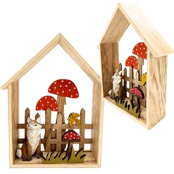 DREWNIANA DEKORACJA JESIENNA DOMEK LIS