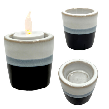 ŚWIECZNIK SZKLANY NA PODGRZEWACZE BIAŁO-CZARNY