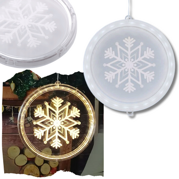 DEKORACJA ŚWIETLNA AKRYLOWA ŚNIEŻYNKA BIAŁY CIEPŁY WITRAŻ