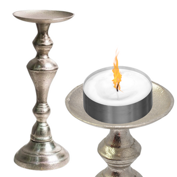 ŚWIECZNIK METALOWY SREBRNY 28,5CM