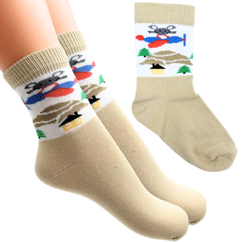 SKARPETKI DZIECIĘCE BEŻOWO-BIAŁE Z MYSZKĄ 15-16 DEPOL