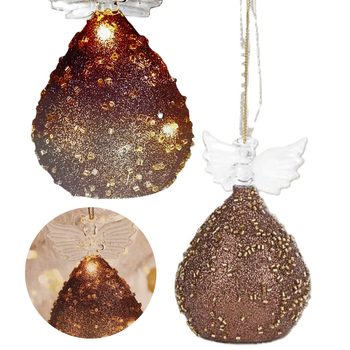 BOMBKA Z ANIOŁKIEM BRĄZOWA LED