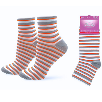 SKARPETKI DAMSKIE BIAŁE W PASKI 39-41 DERBY