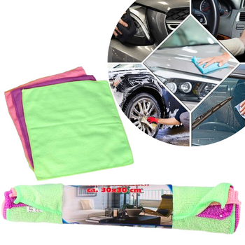 ZESTAW 3 ŚCIERECZEK Z MIKROFIBRY 30X30CM ZIELONY RÓŻOWY FIOLETOWY