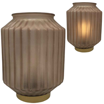 LAMPION LAMPA BRĄZOWA 13X16,5CM ZŁOTE DODATKI