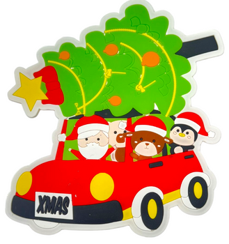 NAKLEJKI ŻELOWE ŚWIATECZNE AUTO Z PREZENTAMI