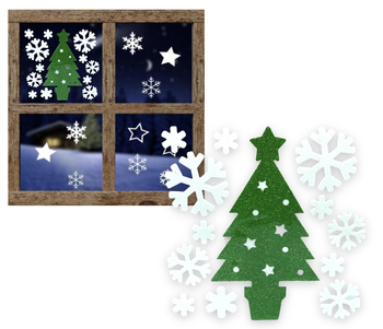 OZDOBY ŚWIĄTECZNE NA OKNO CHOINKA BŁYSZCZĄCA XST10-18