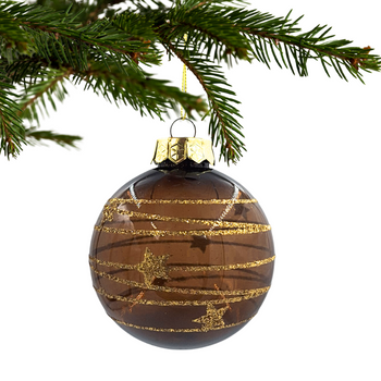 PLASTIKOWA BOMBKA PÓŁPRZEZROCZYSTA BRĄZOWA ZŁOTY BROKAT