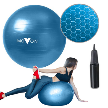 PIŁKA FITNESS 75CM NIEBIESKA + POMPKA