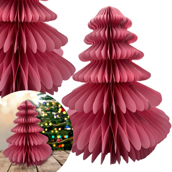 DEKORACJA Z PAPIERU 3D CHOINKA DUŻA RÓŻOWA