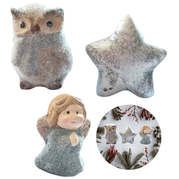 ZESTAW 3 OZDÓB SREBRNY ANIOŁEK GWIAZDKA SOWA