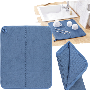 LIVARNO PODKŁADKA OCIEKACZ DO NACZYŃ SZYBKOSCHNĄCY 44X36CM NIEBIESKI