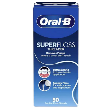 ORAL-B SUPER FLOSS THREADER 50 PRE-CUT FLOSS STRANDS