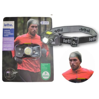 LATARKA CZOŁOWA Z CZUJNIKIEM RUCHU LETHE SZARA