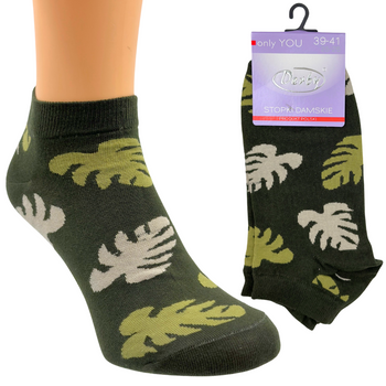 STOPKI DAMSKIE KHAKI W LIŚCIE 39-41 DERBY