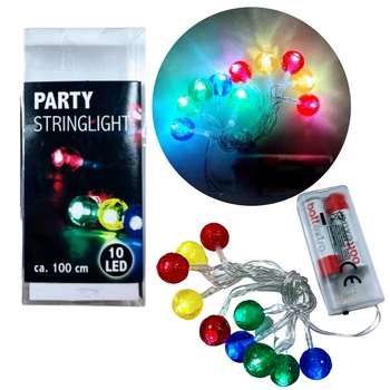 GIRLANDA ŚWIETLNA 100 CM 10LED ZASILANIE BATERYJNE 2XAA TOPEQ  KOLOROWA