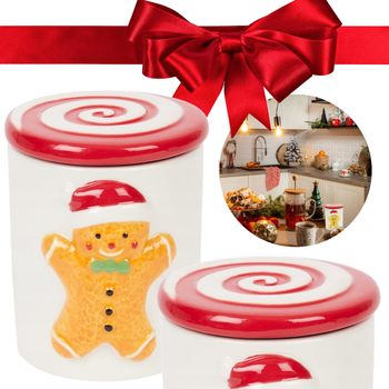 ŚWIĄTECZNY CERAMICZNY POJEMNIK 3D Z POKRYWKĄ CIASTEK