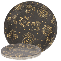 TALERZYKI PAPIEROWE 15SZT 18CM - CZARNE ZŁOTE FAJERWERKI
