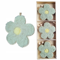 ZAWIESZKI DREWNIANE PLUSZOWE KWIATKI ZIELONE