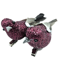 PTASZKI BROKATOWE NA KLIPSIE FIOLETOWE