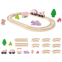 PLAYTIVE DREWNIANY ZESTAW KOLEJKA RÓŻOWY 18 ELEMENTÓW 