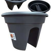 DONICA BALKONOWA NA BALUSTRADĘ 30CM OKRĄGŁA  CZARNA