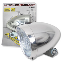 RETRO LAMPKA ROWEROWA 3 LED - SREBRNA