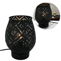 LAMPA DEKORACYJNA STOŁOWA AŻUROWA CZARNA