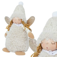 ANIOŁEK FIGURKA BIAŁA Z CZAPKĄ I ZŁOTE SKRZYDŁA