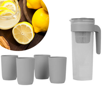 DZBANEK PIKNIKOWY FILTRUJĄCY 1L + 4 KUBKI SZARY