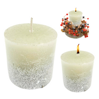 SREBRNA ŚWIECA Z BROKATEM 5CM