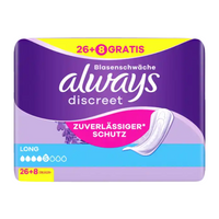 PODPASKI always Discreet Inkontinenz Long Big Pack +31% GRATIS 26+8