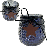 SZKLANY ŚWIECZNIK LAMPION SŁOIK CZARNY Z GWIAZDKĄ 10CM