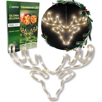 GŁOWA JELENIA RENIFERA LED BIAŁY CIEPŁY